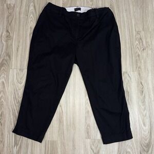 Talbots Perfect Crop Pants Black Stretch Cotton Straight Leg Womens 14WP